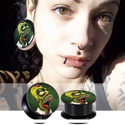 1pc Green Zombie Ear Plugs for Women Punk Black Gold Color Stainless Steel 6-16mm Ear Expanders Piercing Earrings Body Jewelry