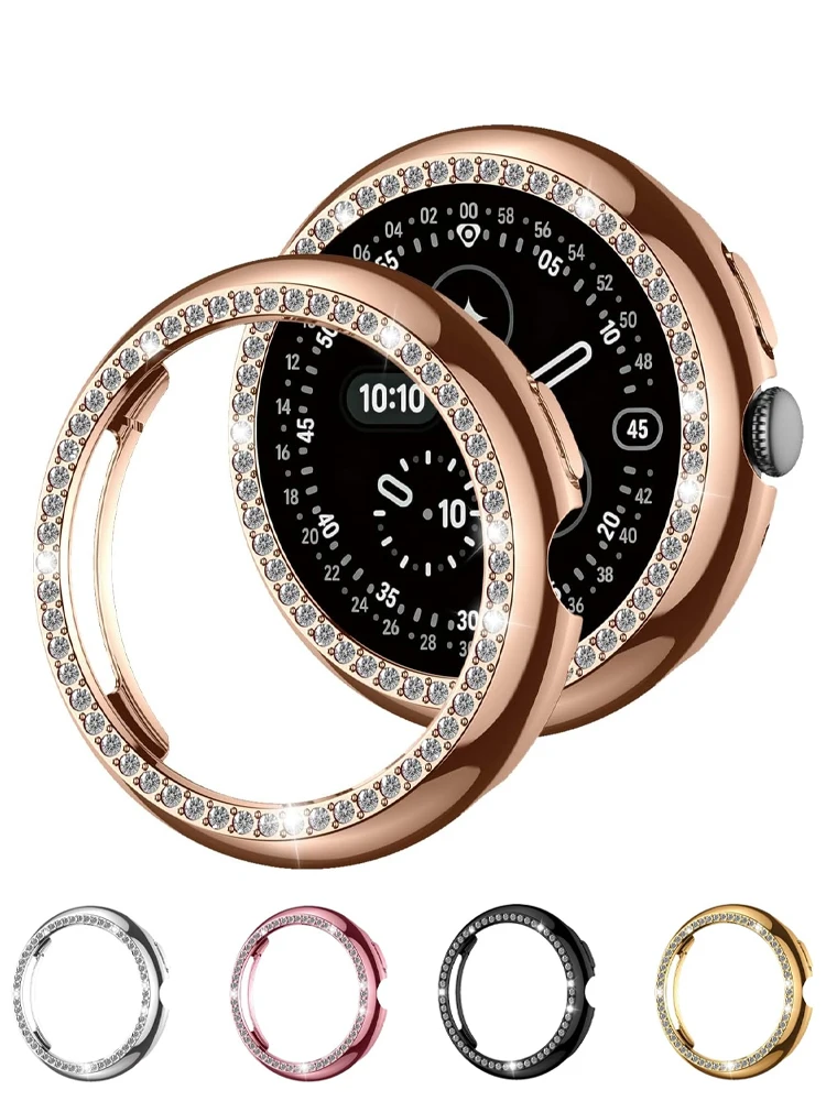 Hard PC Case for Google Pixel Watch 4 45mm 41mm Protector Glitter Bling Diamond Cover Bumper for Google Watch 4 Case Accessories