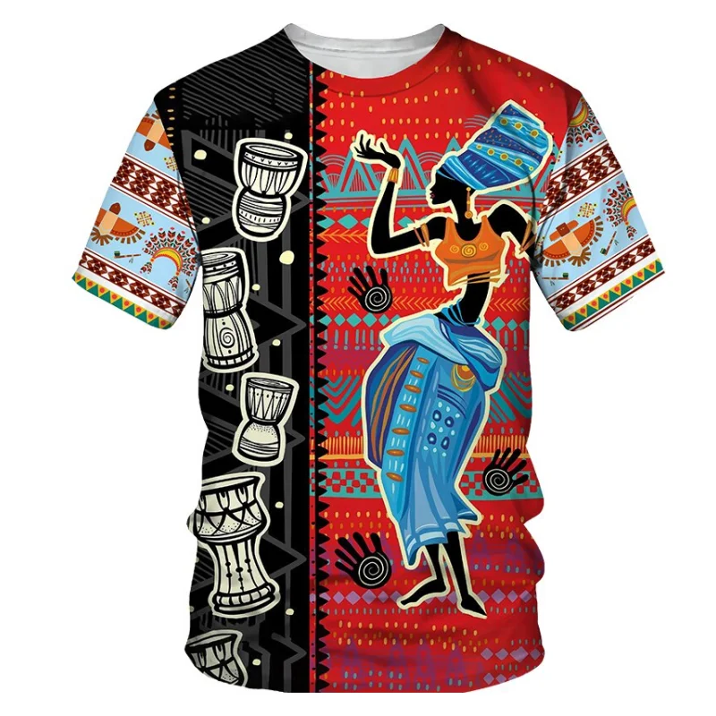 Men\'s T-shirt Retro Trend African dance Pattern Short Sleeve Daily Leisure Fashion Sports Style Comfortable Crew Neck Loose Tops