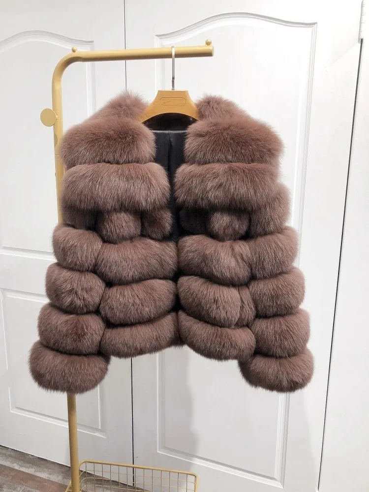المبيعات الساخنة الأزياء الفاخرة الثعلب الطبيعي الفراء سترة المرأة شتاء دافئ عالية الجودة معطف فرو الثعلب السيدات ملابس خارجية