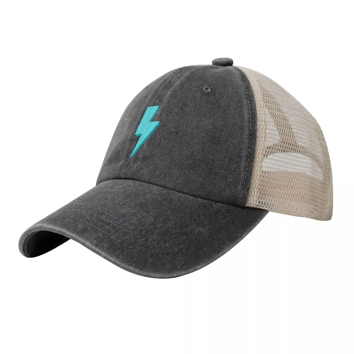 

Teal Lightning Bolt Cowboy Mesh Baseball Cap dad hat Sun Hat For Children hiking hat Men Women's