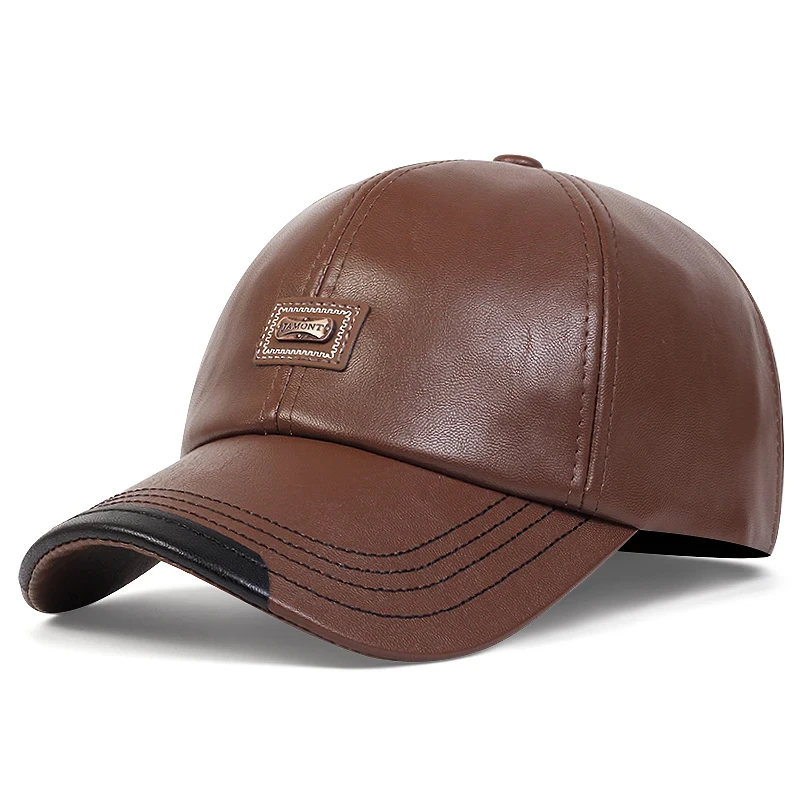 PU-Leder Baseballkappen mit Schriftzug für Frühling und Herbst, Verstellbare Outdoor-Freizeithüte, Sonnenschutzhüte – Detail 7