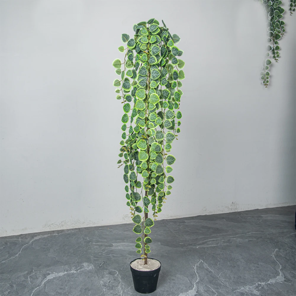 60–80 cm künstliche hängende Ranken, tropische Eukalyptuspflanzen, Kunststoff, Geldblatt, Wandbehang, Rattan für Hochzeit, Haus, Garten, Dekoration – Detail 5