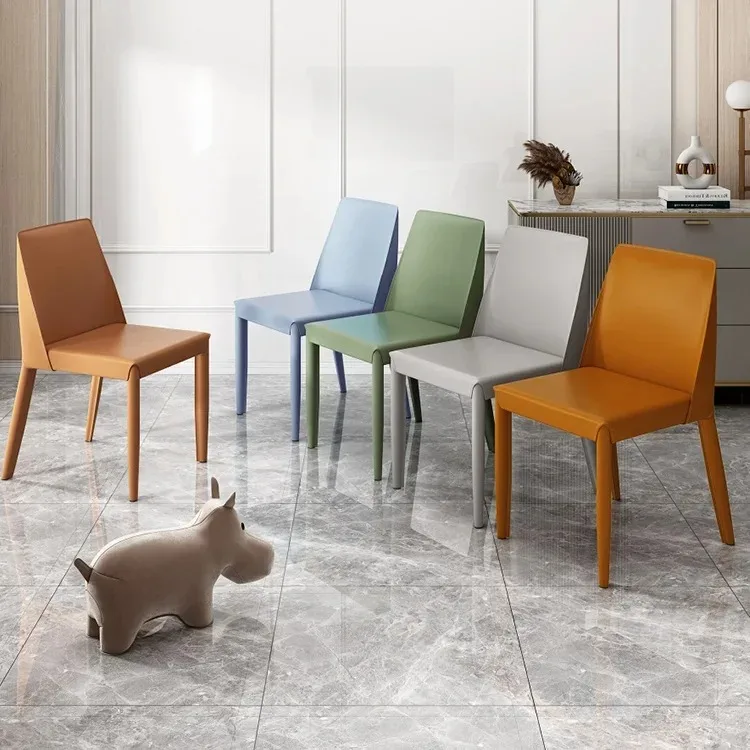 

Nordic Dining Chair, Home, Light Luxury, Saddle Leather, Simple, Modern, Restaurant, Premium, Chair, Backrest, Hotel, Commercial