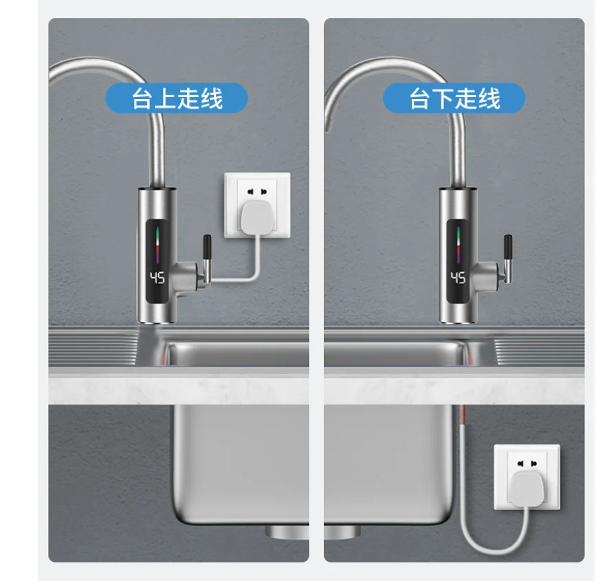 3000W 220V Electric Kitchen Water Heater Tap Instant Hot stainless steel Water Faucet Heater Cold Heating Faucet