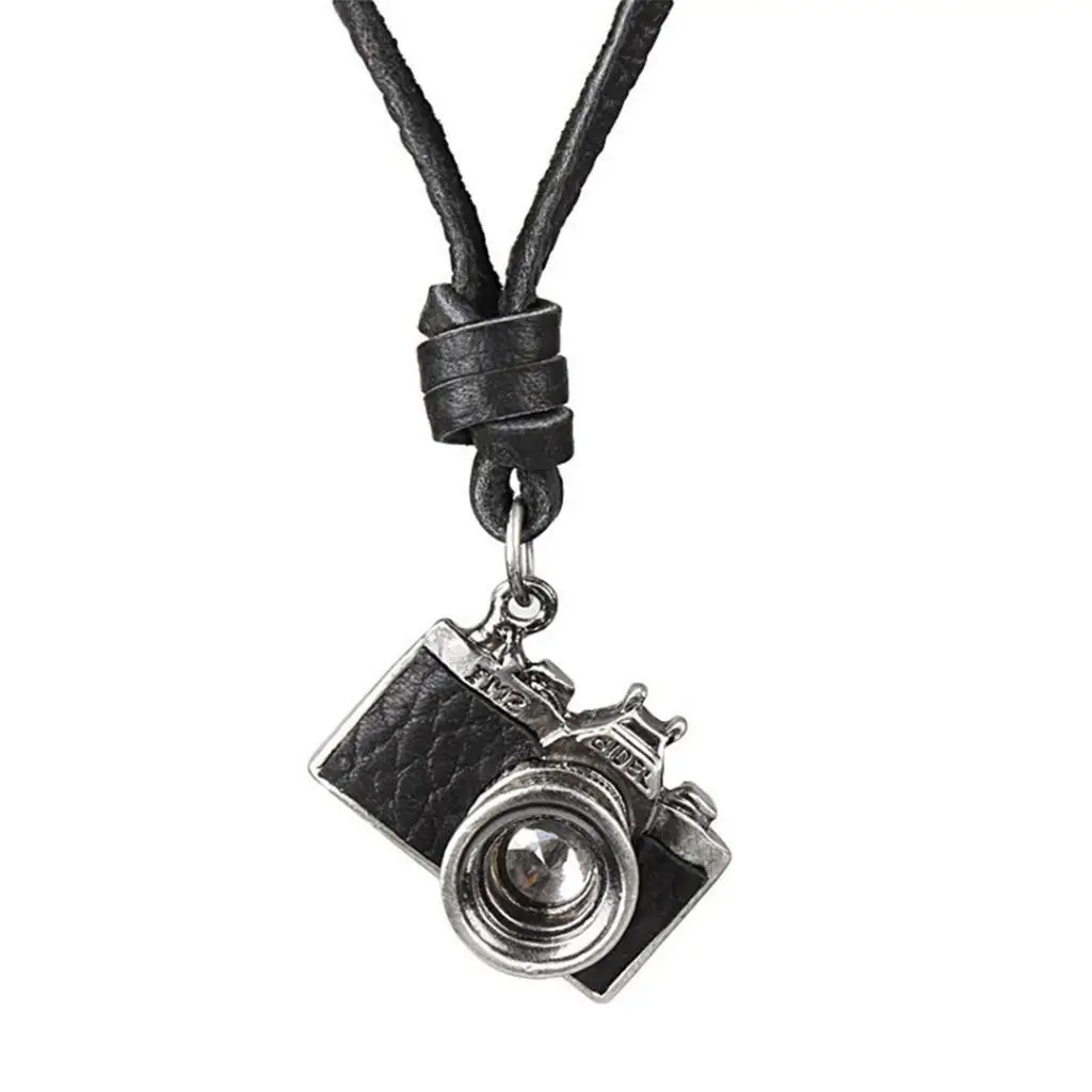 Retro Leather Camera Pendant Necklace Handmade Photography Jewelry for Sweater Long Necklace Unisex Gift Trendy Jewellery