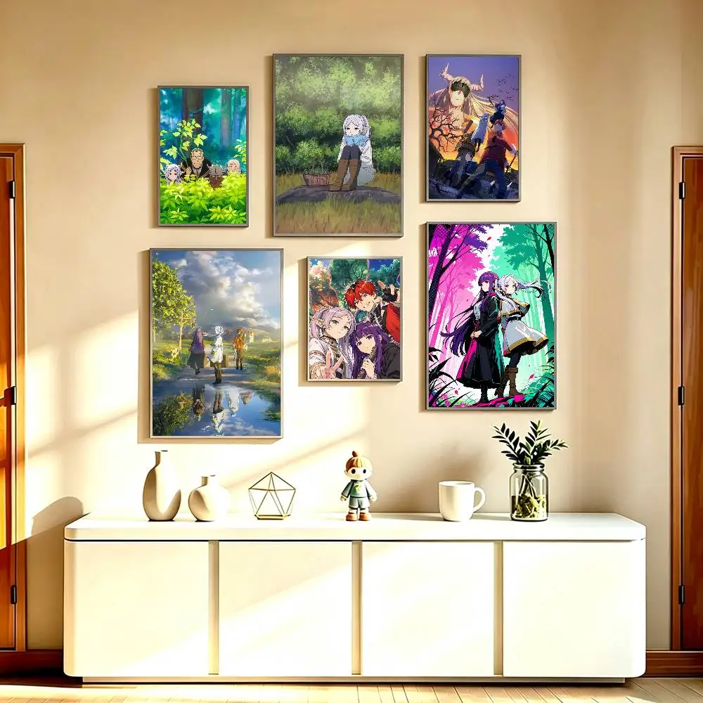 Affiche Anime Frieren Beyond Journey En-d, autocollant mural imperméable pour bar, salon, décoration vintage, impression de haute qualité, cadeau.