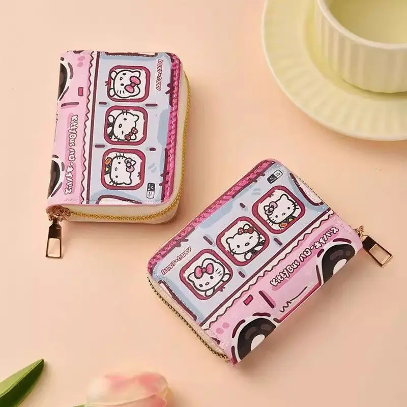 

Hello Kitty Card Bag Kawaii Cartoon Women Accessories Multi Slot Large Capacity ID Bank Card Change Storage Bag Gift Wholesale