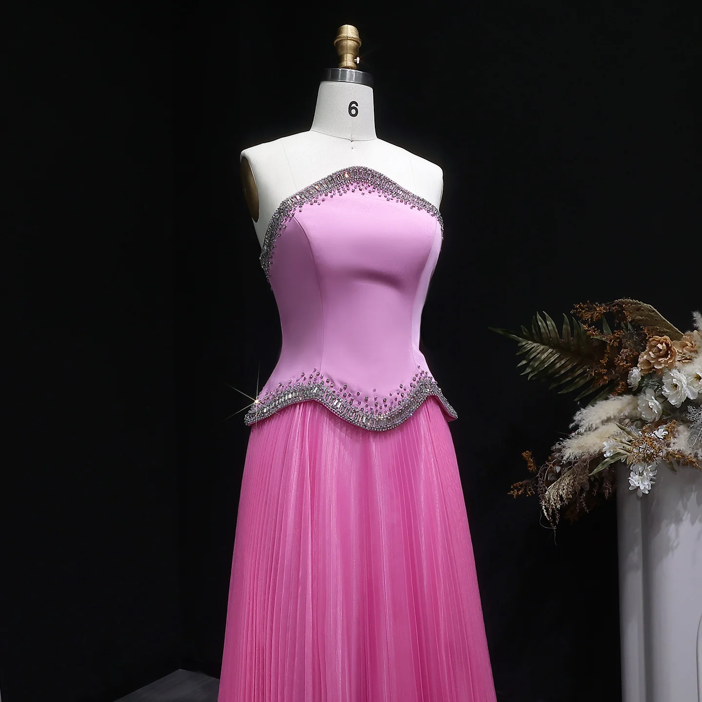 Sharon Said Damen Formelle A-Linien Abendkleider Trägerlos Pailletten Perlen Elegant Arabische Partykleider SS789 Maßanfertigung – Detail 14