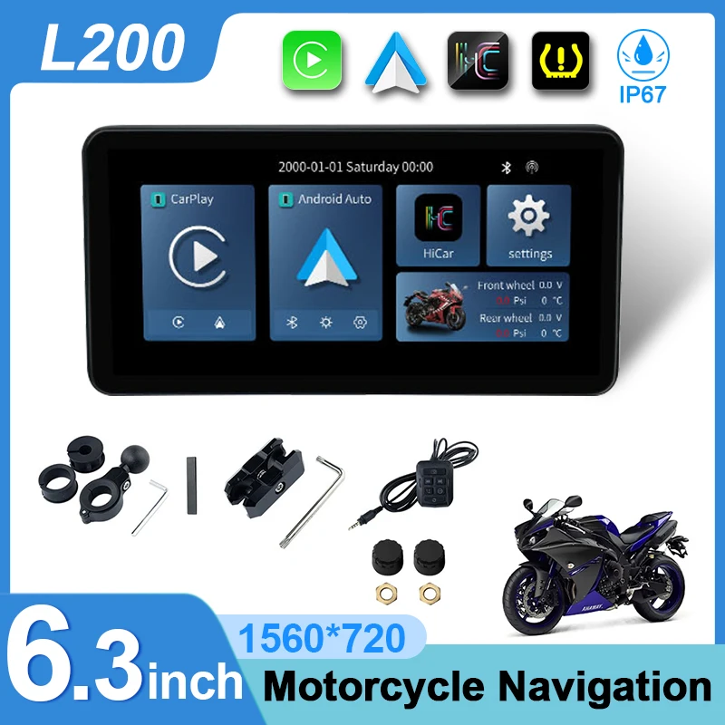 Motorräder Navigation 6,3 Zoll Bildschirm GPS Wireless Carplay Android Auto Smart Player IP67