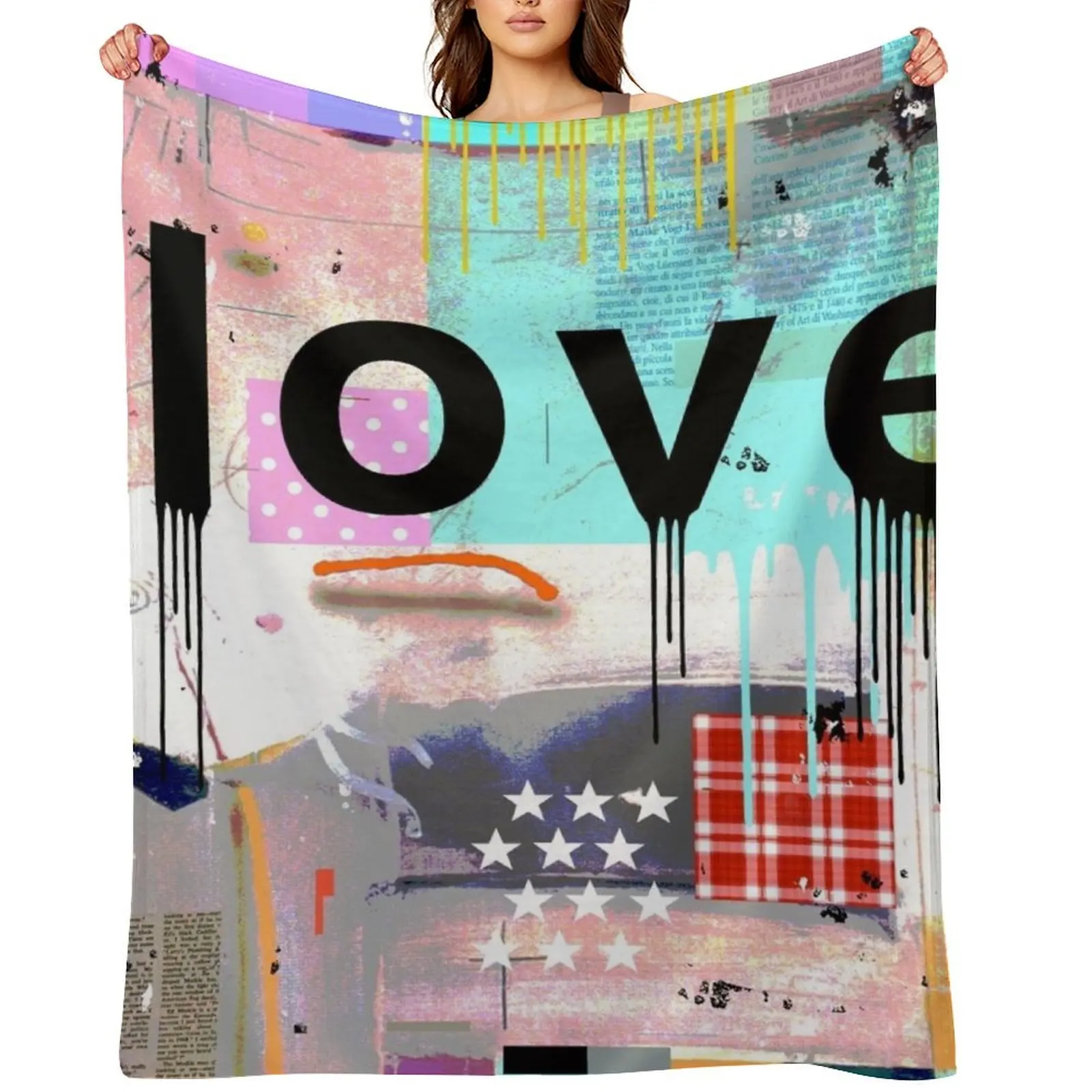 

LOVE COLOR Throw Blanket Plush Soft Plush Plaid Decorative Beds valentine gift ideas Blankets