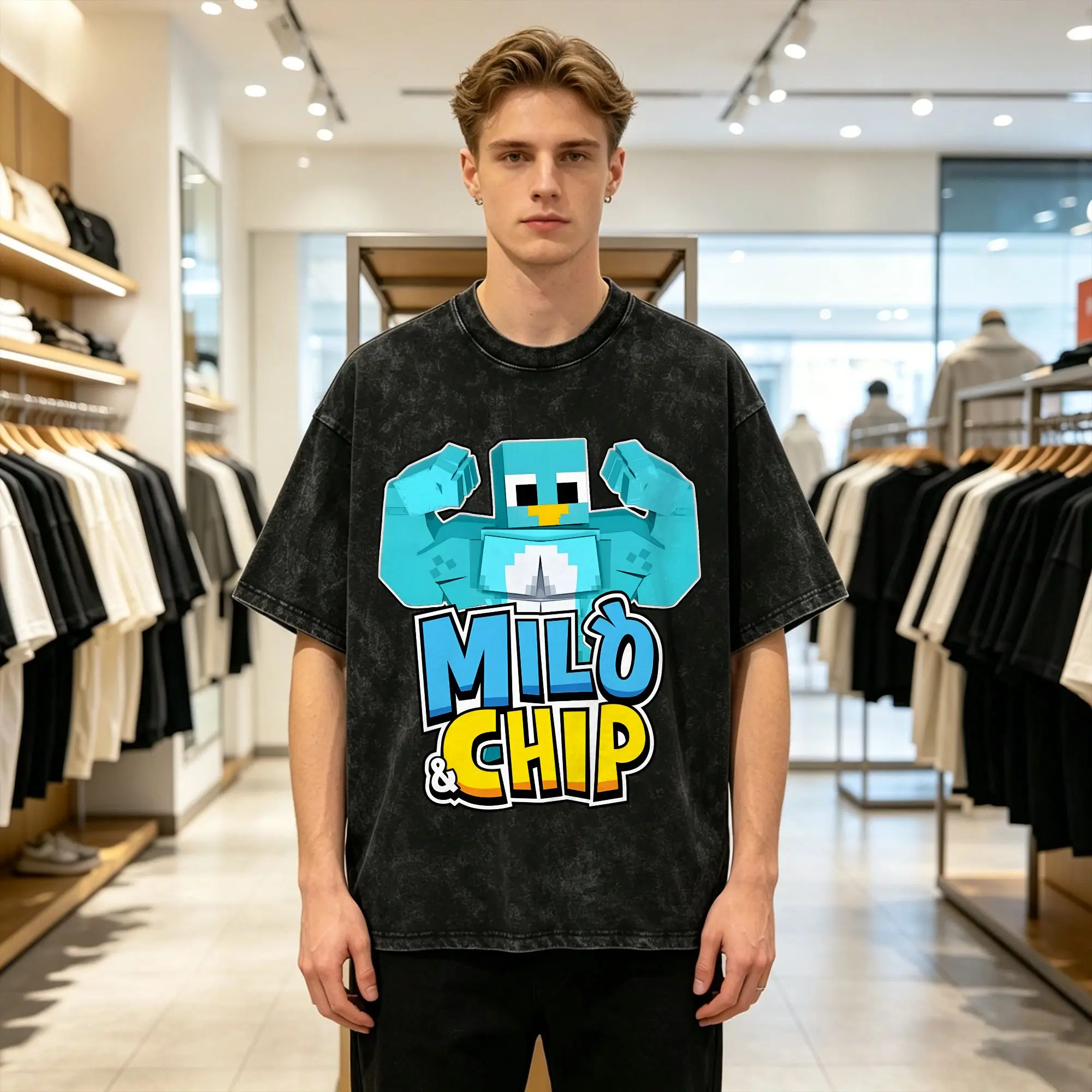 Milo And Chip T Shirt  Loose T Shirts Short Sleeves Awesome Tops Summer Cotton O Neck Oversize Clothes