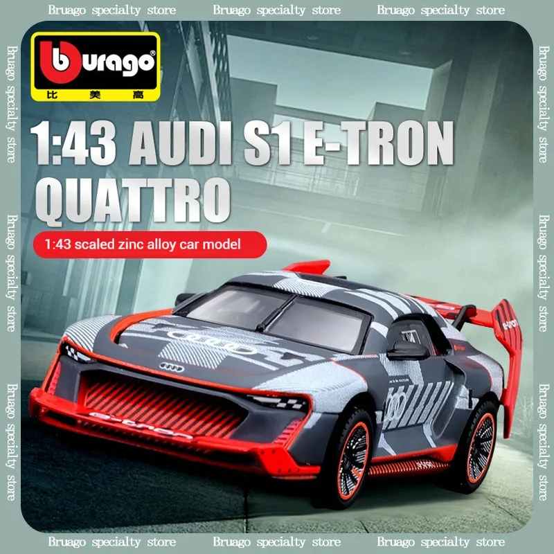 New Bruago 1:43 Audi S1 E-Tron Quattro Lamborghini Evo2 Die Cast Alloy Racing Model Classic Collection Decoration Toy Gift