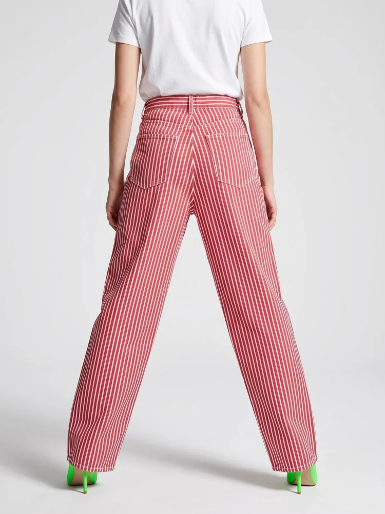2026 Ropa Y2K Fashion Striped Design Baggy Women's Summer Jeans Pants For Woman Clothing Wide Leg Casual Cotton Long Trousers