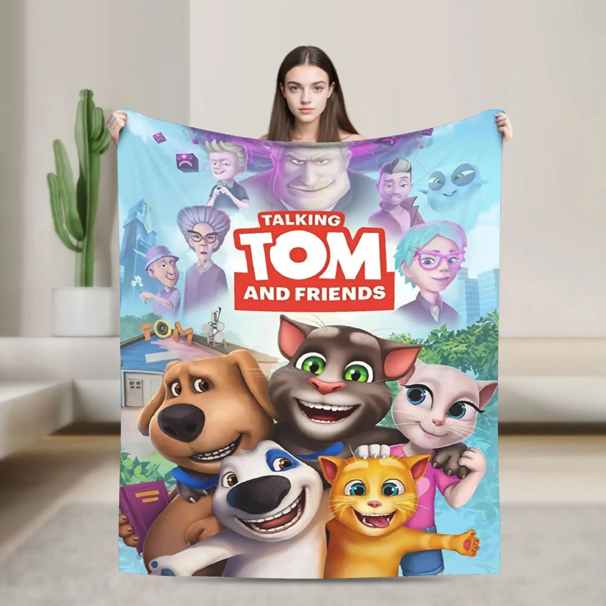T-Talking T-Tom And F-Friends Throw Blanket for Couch Fuzzy Soft Plush Blanket 50x60 Inches Multi-size Bedspreads for All Season