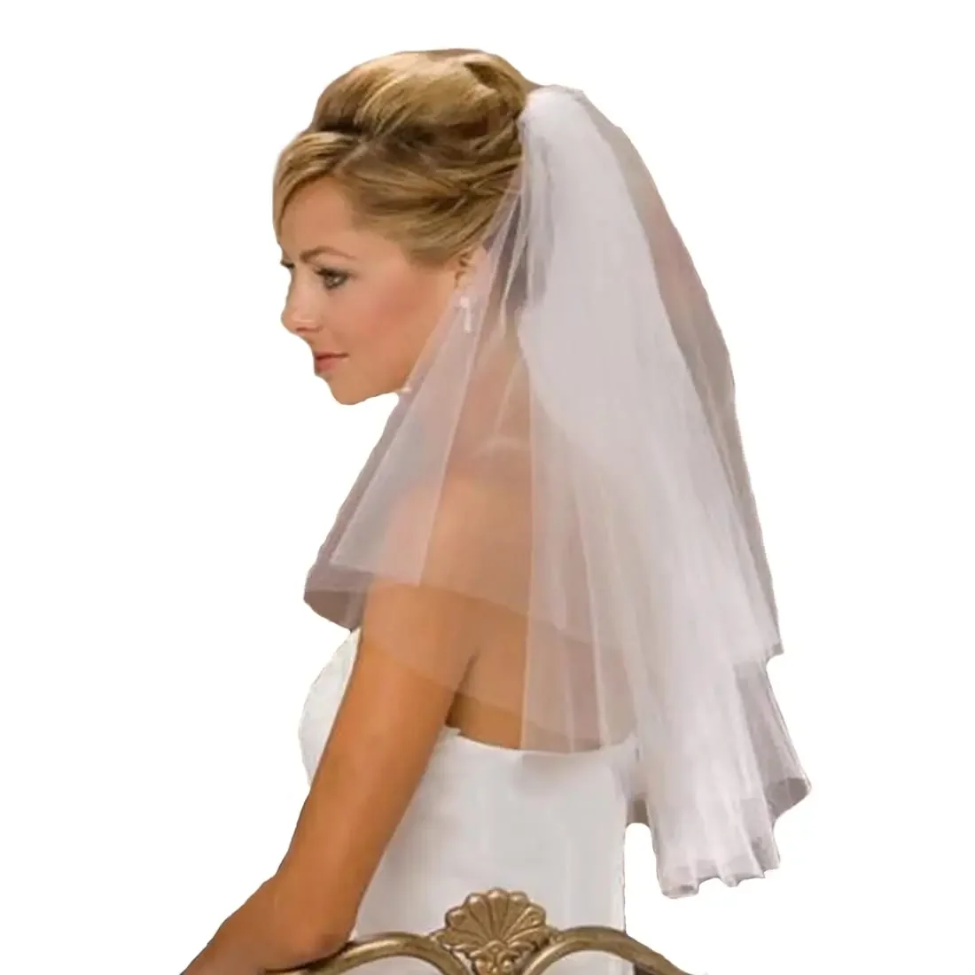 

Wedding Bridal Veils 2 Tier Cut Edge Tulle Bride Hair Accessories with Comb for Women and Girls 2024