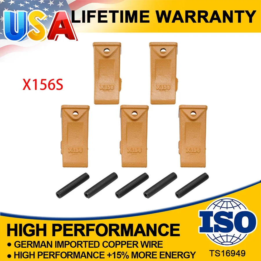 

Short Bucket Teeth X156S & 156LPN Long Pins (5 Pack) fit for Hensley Style X156S