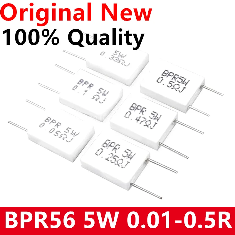 10 stücke BPR56 5W 0,001 0,1 0,15 0,22 0,25 0,33 0,5 ohm Nicht-induktive Keramik Zement Widerstand 0,1 R 0,15 R 0,22 R 0,25 R 0,33 R 0,5 R
