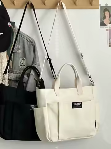 Large Capacity Canvas Tote Shoulder Bag Women's Messenger Bag Multi Pocket Casual Crossbody Handbags