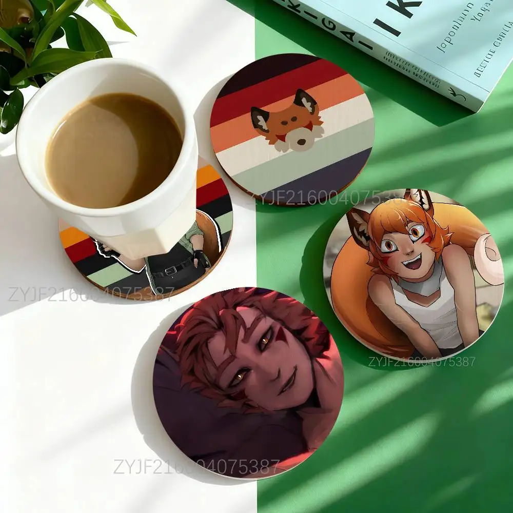 

B-Boyfriend to Death Anime Pattern Art Coasters Round Wooden Heat Resistant Non-Slip Home Decor Gift Multifunctional