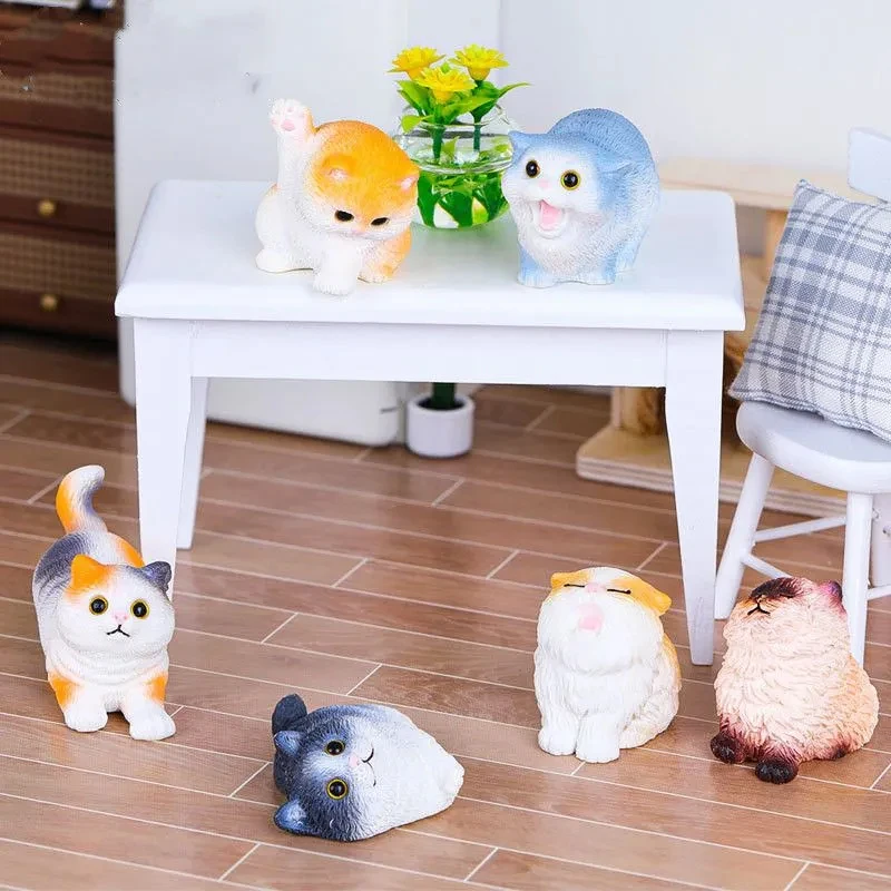 Cartoon Cats Mini Ornaments Kawaii Miniature Kitten Figurines Toy Statue Lovely Micro Landscape  Home Office Desktop Decoration