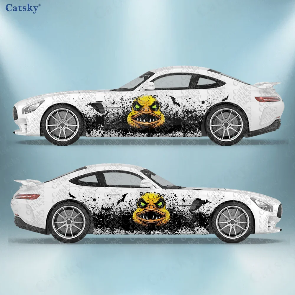 2pcs Rubber Pointed-Bill Duck Car Side Decals, Self-Adhesive PVC Waterproof & Scratch-Resistant Stickers, Car Accessory Gift