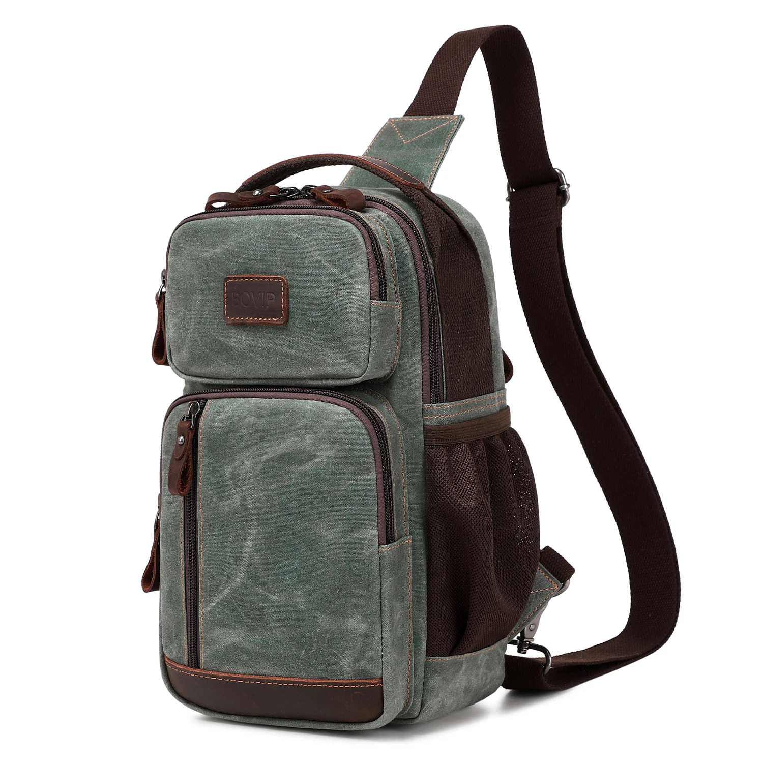 Torba ze sznurkiem dla mężczyzn, wodoodporna woskowane płótno torba Crossbody torba na klatkę piersiowa Casual Daypack torba z zawiesiem na ramię plecak