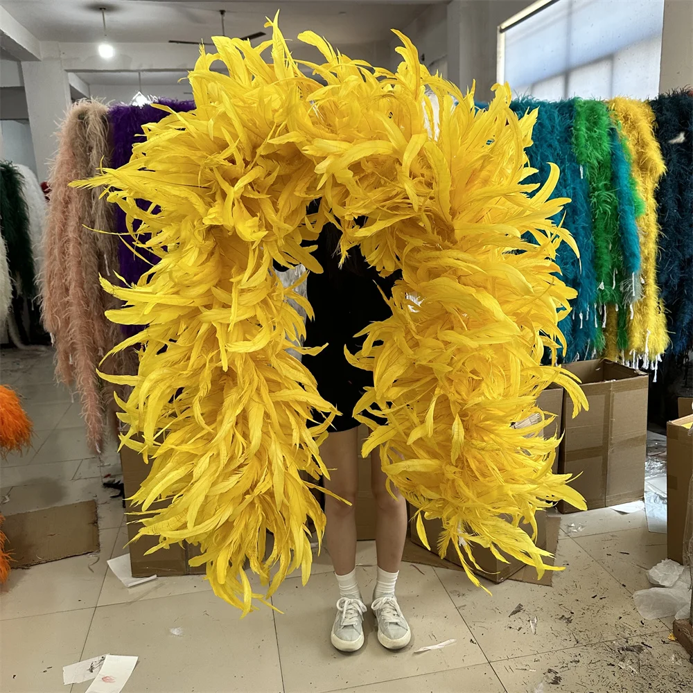 Multicolored Rooster Chicken Feather Boa for Wedding Carnival Dance Party Dress Shawl Decoration Stage Show Costume Accessories