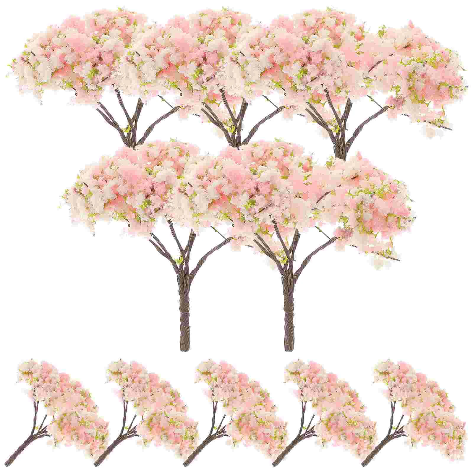 

10 Pcs Architectural Tree Model Cherry Blossom Ornaments Flower Centerpiece Artificial Plants Prop Fake for Decoration Faux