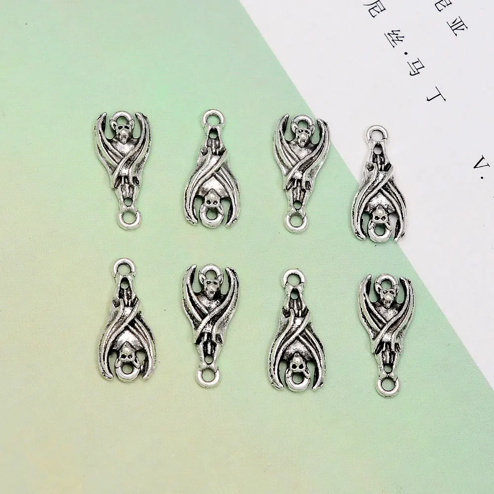 20pcs/Lot 9x20mm Gothic Halloween Bat Charms Connector Pendants For DIY Earring Bracelets Jewelry Making Supplies Accessories