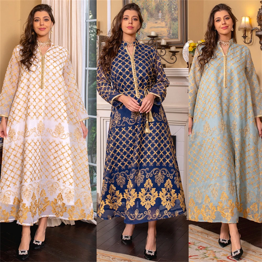 Abito lungo ricamato a vestaglia lunga da donna musulmana del Medio Oriente Abito alla moda