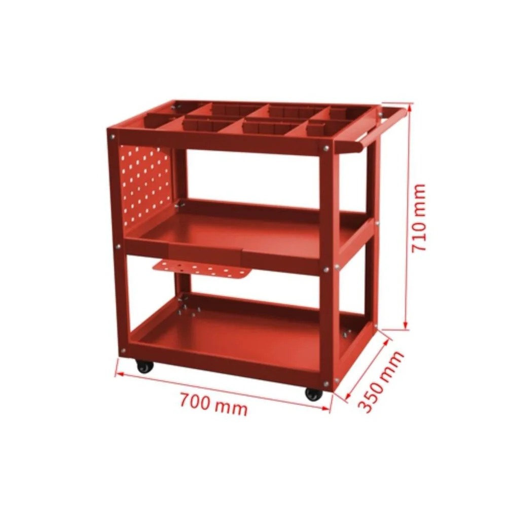 Carrello portautensili a tre strati in acciaio per parti di automobili per riparazione automobilistica e officina piccolo carrello per impieghi