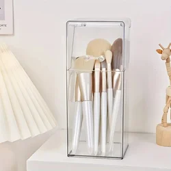 Makeup Brushes Holder Square Clear Acrylic Cosmetic Brush Tools Organizer with Dustproof Lid Eyebrow Pencil Storage Holder Box