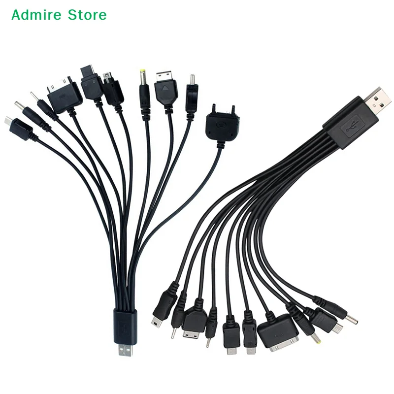 [G]Multi Pin Cable Charger USB Adapter Cable Data Wire Cord 10 in 1 Multifunction USB Data Transfer Cable Universal
