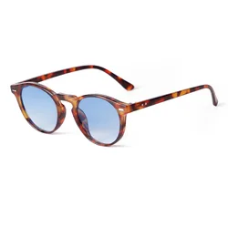 STORY Fashion Gradient Blue Lens Round Sunglasses Women Men Retro Rivet Tortoise Shell Sun Glasses UV Lentes De Sol Mujer S22731