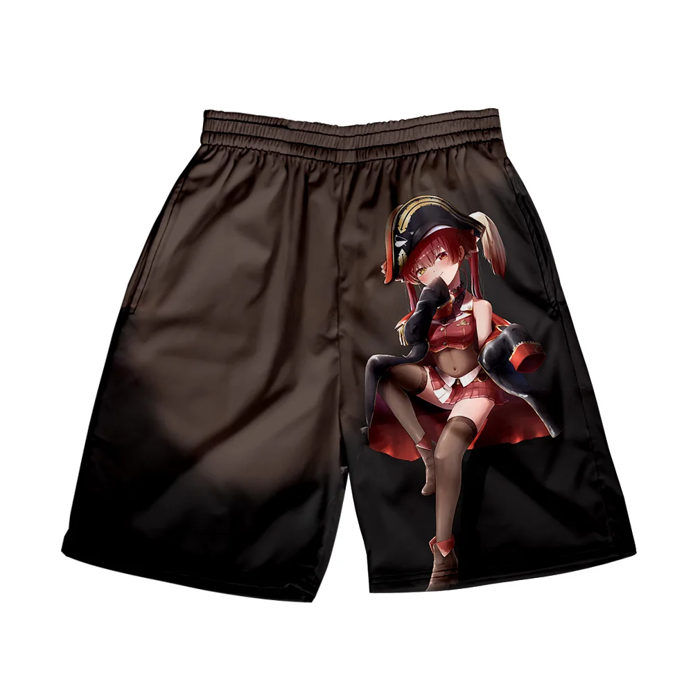 HOLOLIVE VTuber Houshou Marine 3D Print, pantalones cortos de cintura elástica para vacaciones de verano, ropa de calle para mujeres y hombres, pantalones cortos de playa Kawaii