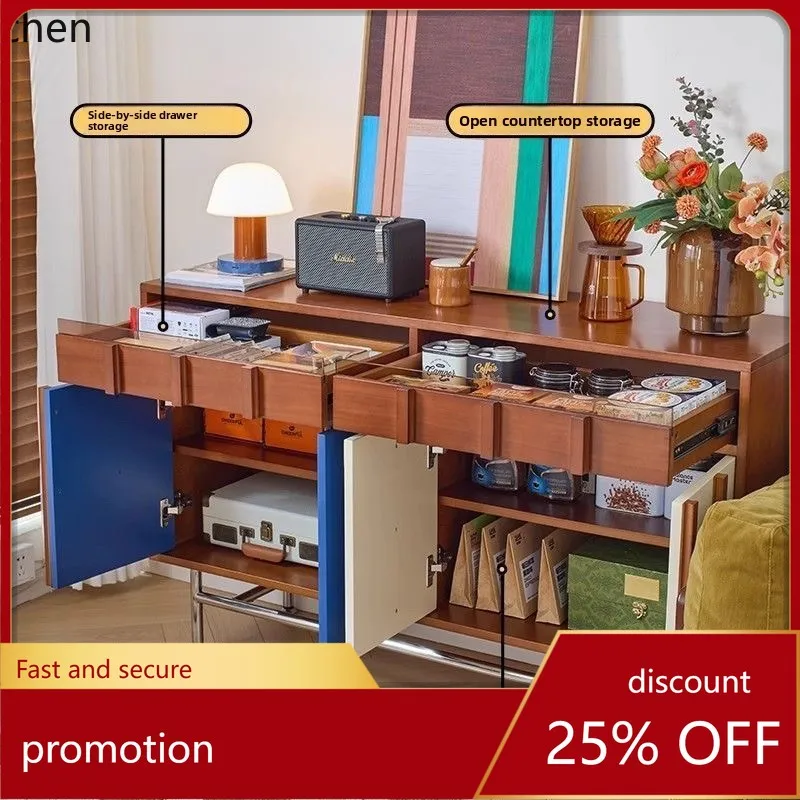 

HXL Side Cabinet Living Room Wall-Mounted Side Storage Vintage Solid Wood Storage Sideboard Cabinet