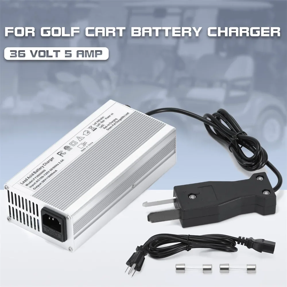 36V 5A Lead-acid Battery Charger with Plug Rated Input Voltage For All 36V Golf Cart Battery Charger AC 100-120V 50/60Hz