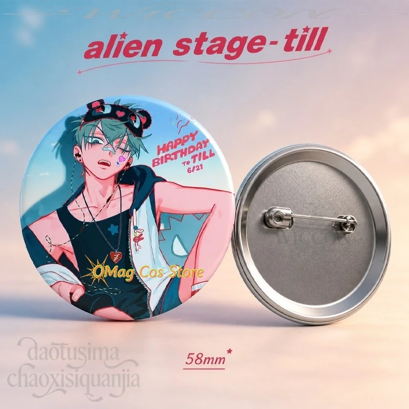 Halloween Cosplays Anime Alien Stage Cosplay 2026 HAPPY BIRTHDAY TILL Tinplate Soft Button Pin Brooch Costumes Woman