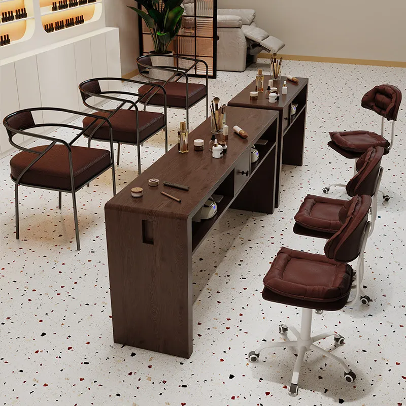Japanese-style medieval manicure  and  set Solid wood with vacuum cleaner Single double Russian walnut manicure  Retro