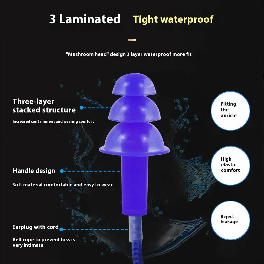 مجموعة سدادة أذن بمشبك أنف للسباحة من السيليكون احترافية مكونة من ثلاث طبقات مقاومة للماء وغير قابلة للانزلاق ومضادة للاختناق للبالغين sw #4