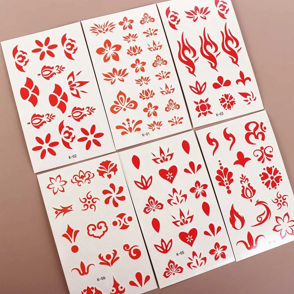 Women Tatouage Temporaire Waterproof Chinese Flowers Temporary Tattoo Body Art Stickers Fake Tattoo Forehead Tattoo Decals