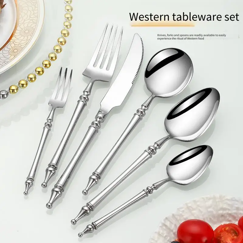 

304 Stainless Steel Legend Set of Tableware with 4 Piece Coffee Spoon European Hotel Western Knife Fork and Spoon Solid Color