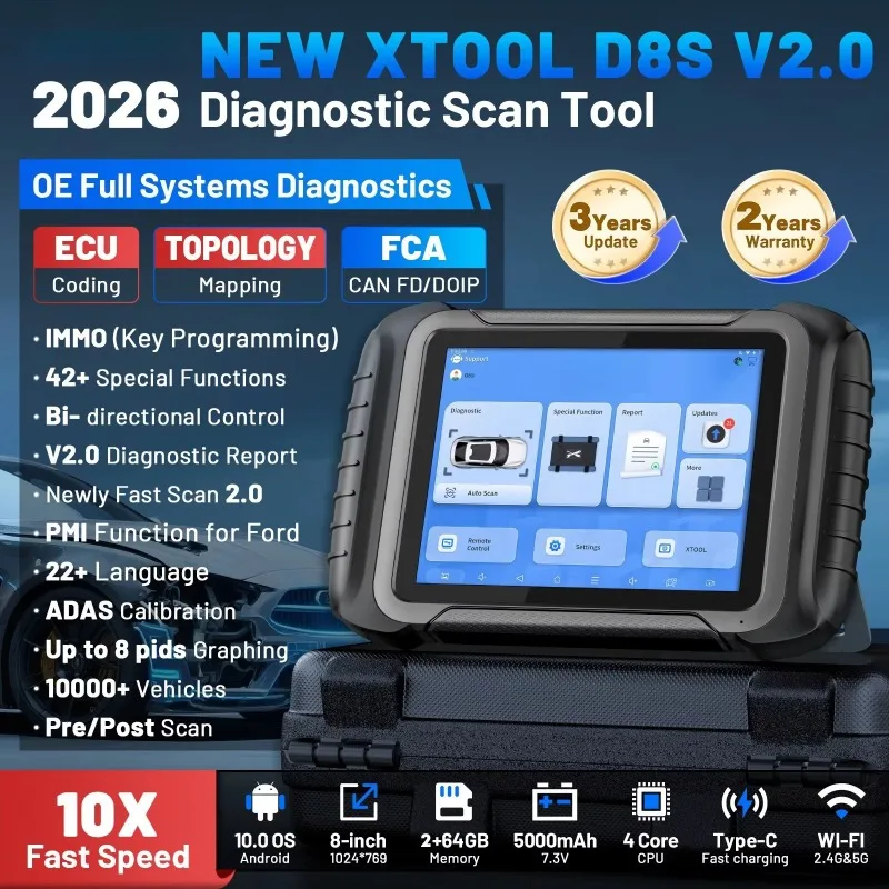 D8S V2.0 All System Diagnostic Tools Automotive Scanner ECU Coding Bidirectional Key Programming OBD2 42+Reset PK D8