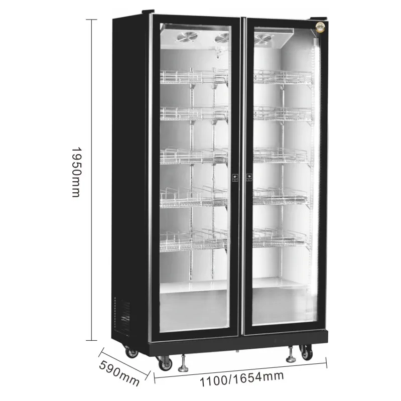 Three Color Led Light Wine And Beverage Glass Display Cooler Refrigeration Vertical Display Freezer