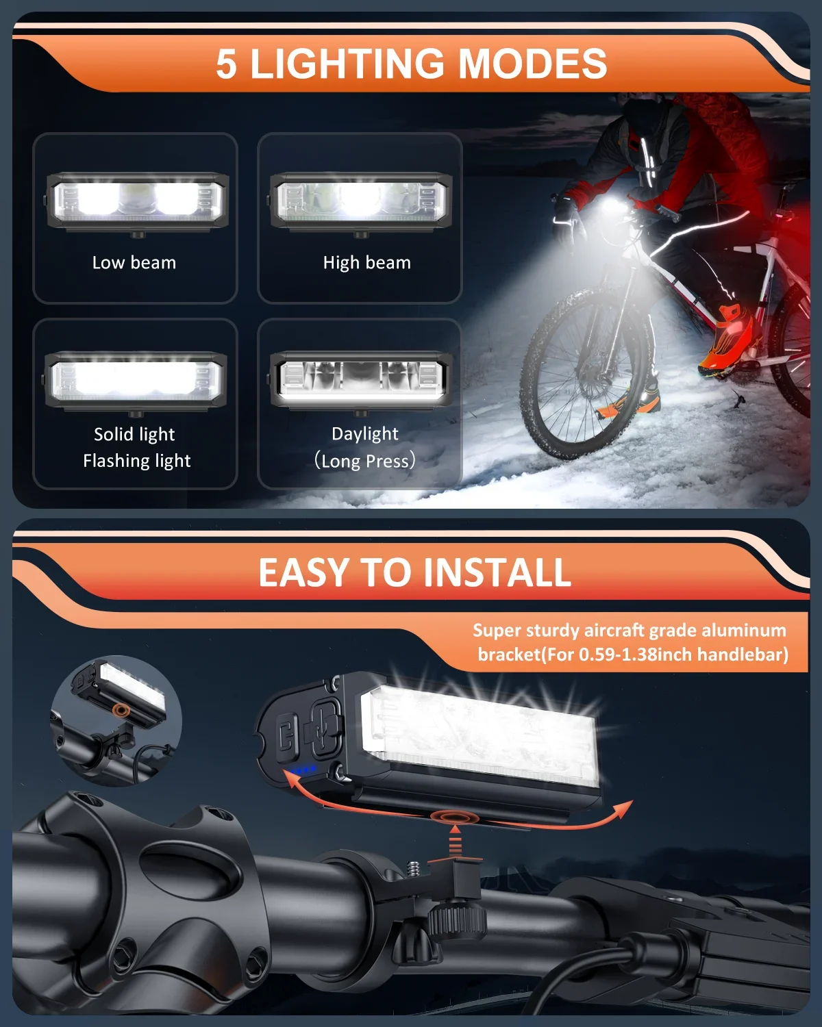 Elecpow Rechargeable Bike Front Light And Bicycle Alarm Taillight Remote Control Waterproof Bike Rear Light with Turn Lights