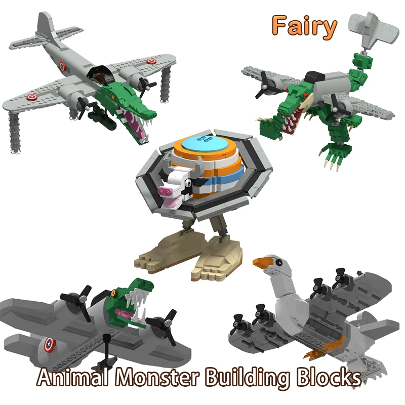 

Italian Brainrot Animal MOC Building Blocks Tung Tung Tung Sahur Crocodile Goose Plane Cow Planet Desk Ornament Party Favors