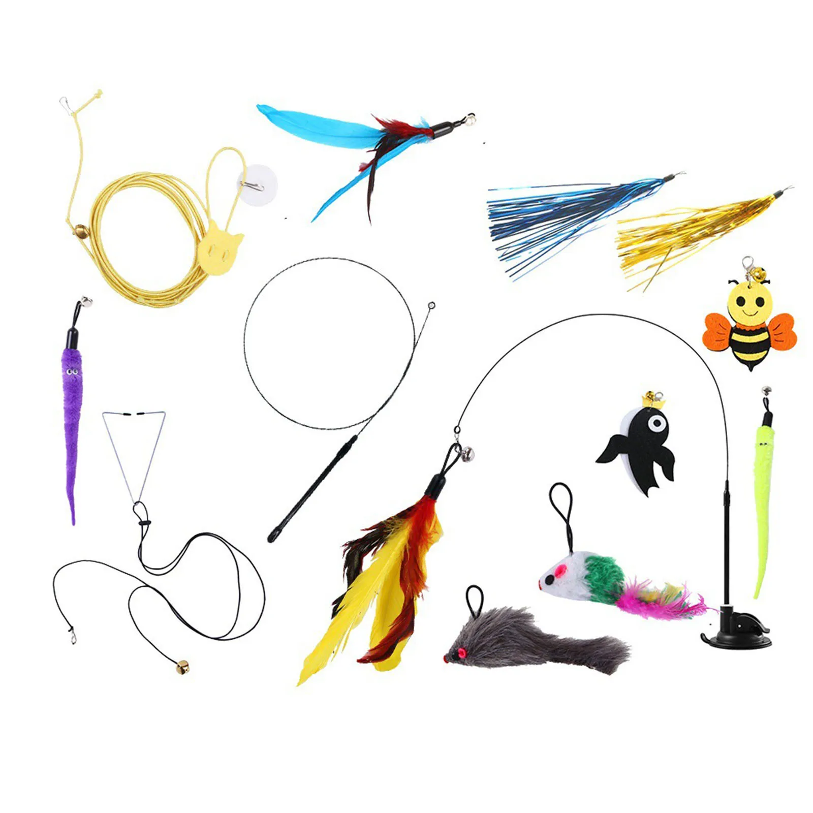 

Electric Baby Cot Cat Toy Bird Feather Bell Cat Teaser Toy Set Cat Teaser Replacement Head Set