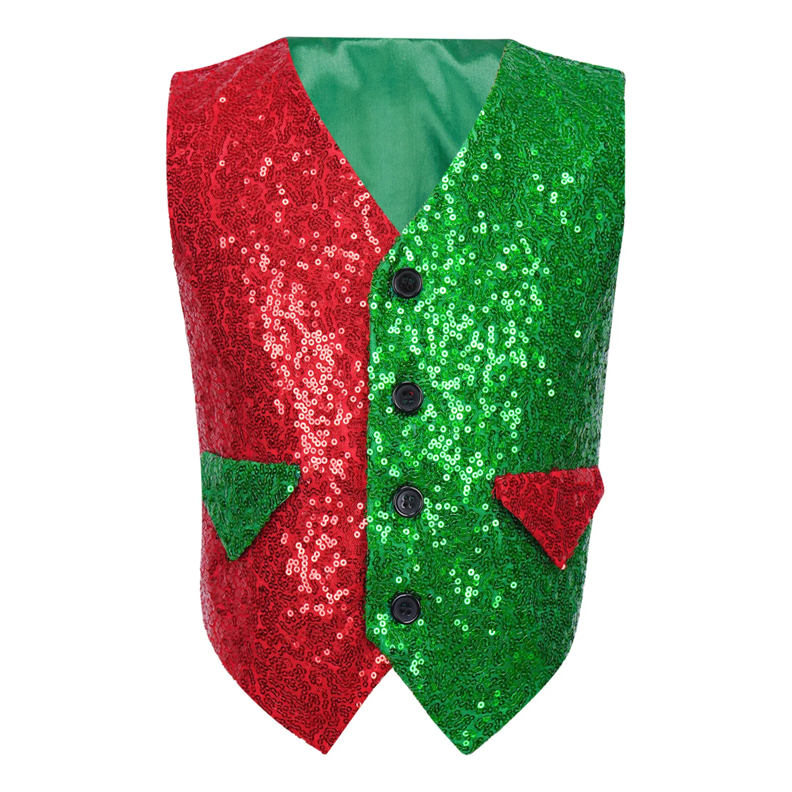 Kinderen Jongens Pailletten Kerstvest Latin Jazz Disco Dance Vest Xmas Nieuwjaar Carnaval Themafeest Podium Performance Kostuum