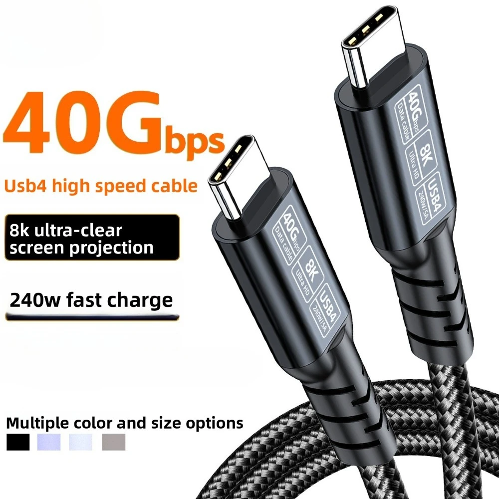 PD240W Fast Charging Thunderbolt 5 USB Type C Cable 80Gbps Data Transfer 16K/8K Video Wire 1m 2m 3m for iPhone 16 17 Macbook Pro